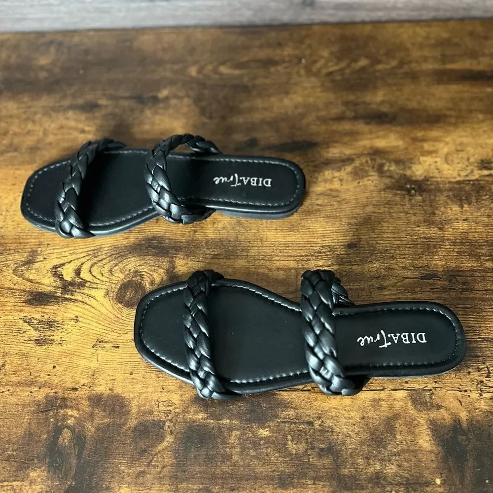 Diba True Rae Nah Leather Braided Sandal in Black, Size 9. New in Box!